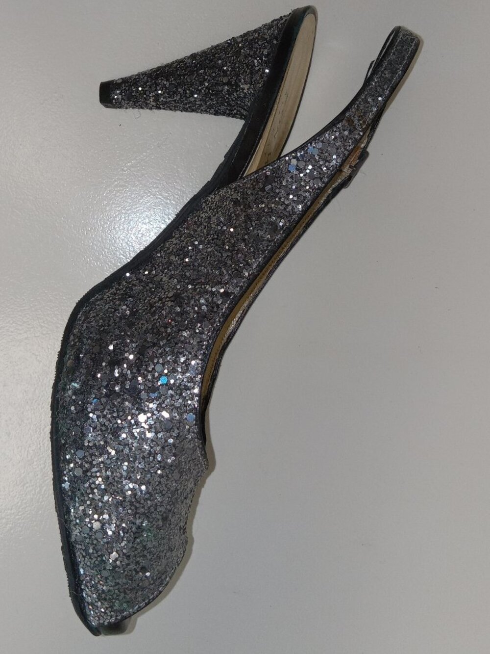 Ron White Sparkly Silver Slingback- Sz 41- AS IS